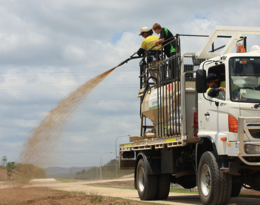truck spraying envirostraw product